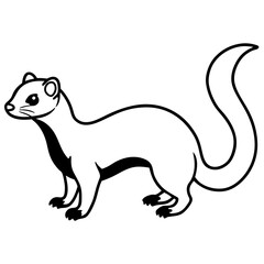 Cute Silhouette of a Weasel line art vector cartoon illustration