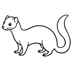 Cute Silhouette of a Weasel line art vector cartoon illustration