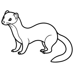 Cute Silhouette of a Weasel line art vector cartoon illustration