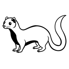 Fototapeta premium Cute Silhouette of a Weasel line art vector cartoon illustration