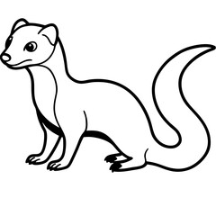 Cute Silhouette of a Weasel line art vector cartoon illustration