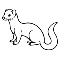 Fototapeta premium Cute Silhouette of a Weasel line art vector cartoon illustration