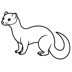 Cute Silhouette of a Weasel line art vector cartoon illustration