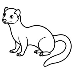 Cute Silhouette of a Weasel line art vector cartoon illustration