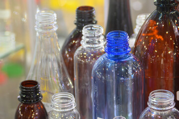 The various type of plastic bottles container.