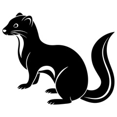Cute Silhouette of a Weasel line art vector cartoon illustration