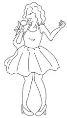 singing girl in a pink dress