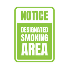 Permitted smoking room sign icon, Smoking area sign illustration, Designated smoking area symbol