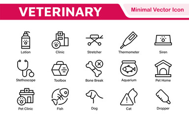 Veterinary Icon Set. A compassionate collection of icons designed for veterinary clinics and pet care services.