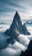 Obraz premium Majestic Mountain Peak Above Clouds