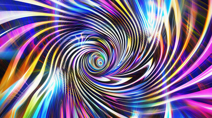 Hypnotic Spiral of Light: A mesmerizing abstract vortex of vibrant, swirling light streaks in a kaleidoscope of colors.  The hypnotic pattern draws the viewer's eye into its depths.