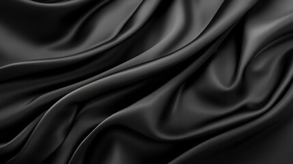 Obraz premium Luxurious black silk fabric with elegant folds