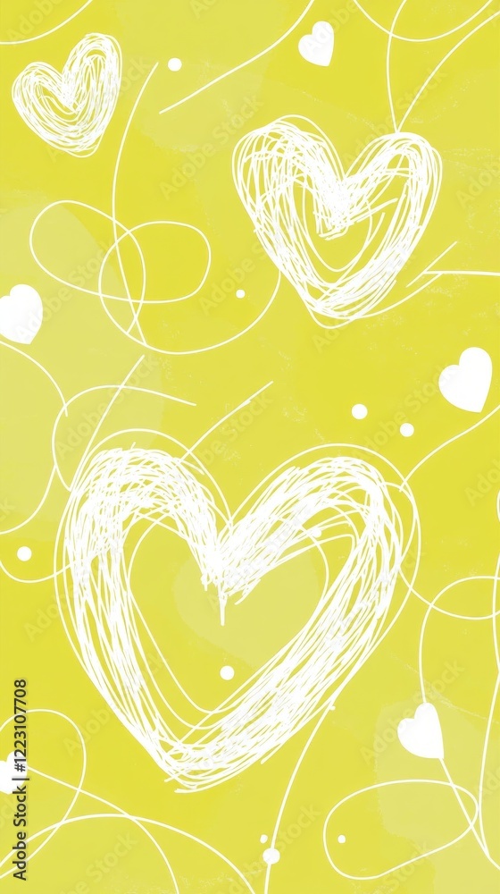 Poster a vibrant lime green backdrop bursts with whimsical white hearts swirling through the air, evoking f