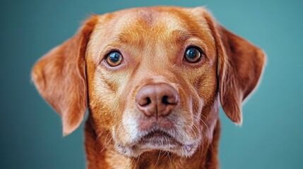 Close-Up Shot of a Curious Brown Dog Looking Towards the Camera