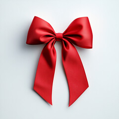 A beautiful red ribbon bow on a light background, perfect for gifts and crafts.