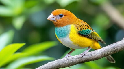Fototapeta premium Colorful Bird with Vibrant Plumage Perched on a Branch in Nature