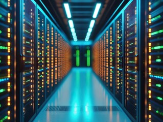 Data center operations modern facility digital infrastructure high-tech environment perspective of innovation