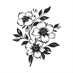 Elegant Black and White Floral Corner isolated Vector Illustration on White Background