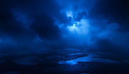 Fototapeta premium Night Sky Reflection in Dark Blue Water Landscape