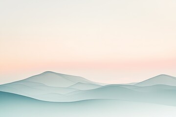 Soft, undulating hills blend into serene pastel sky, evoking tra