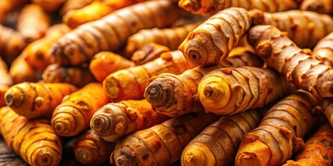 Close-up of turmeric roots, turmeric, culinary arts