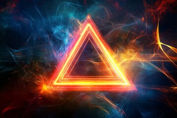Vibrant Triangular Shape with Glowing Bright Colors and Light Effects