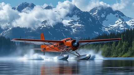 Majestic Alaskan Seaplane Landing
