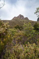 mountain peak against cloudy sky at Cradle Mountain, Tasmania