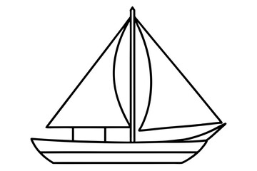 Nautical Line Art Sailboat Illustration