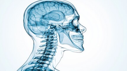 Detailed Close-Up of Clear CT Scan of Human Skull and Neck Structure
