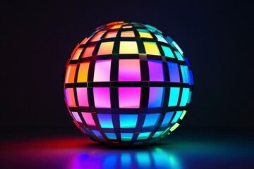 Obraz premium Colorful illuminated globe with vibrant patterns on dark background
