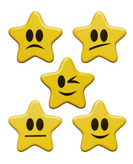 Emoticons varie espressioni facciali icona materiale set, illustrazione 3d, su sfondo trasparente