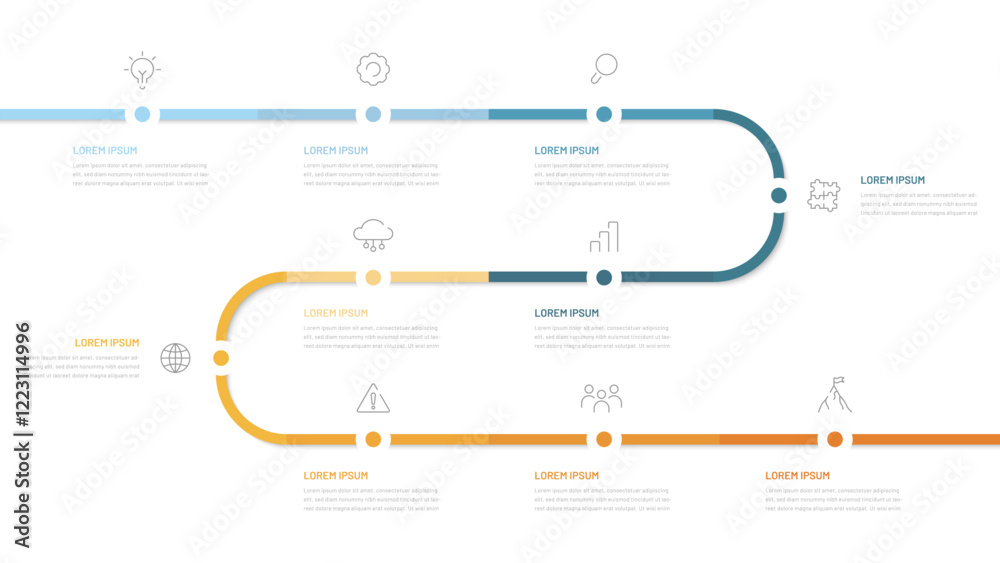 Wall mural a ten-step timeline for evaluating the implementation of a project or business plan. infographics fo