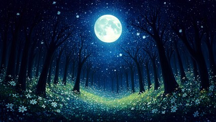  A mesmerizing night sky with a crescent moon and twinkling stars.