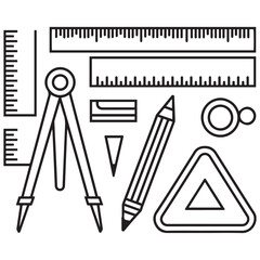 Set of outline icons related to blueprint. Linear icon collection. Editable stroke. Vector illustration