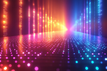 Obraz premium A vibrant display of colorful lights creating an electrifying atmosphere. Perfect for backgrounds, music events, or modern art projects.