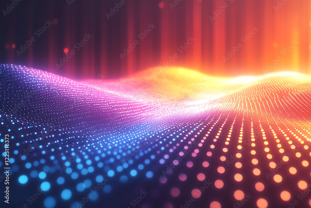 Poster abstract wave of vibrant colors and lights, representing digital sound and modern technology. perfec