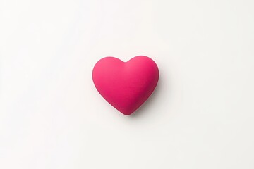 Fototapeta premium A vibrant pink heart shape on a clean white background, symbolizing love and affection