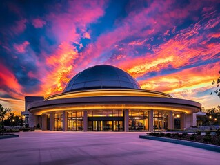 Obraz premium Stunning Dome Shaped Structure of a Planetarium at Sunset