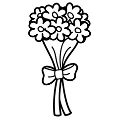 doodle clipart bouquet minimal hand drawn black and white outline
