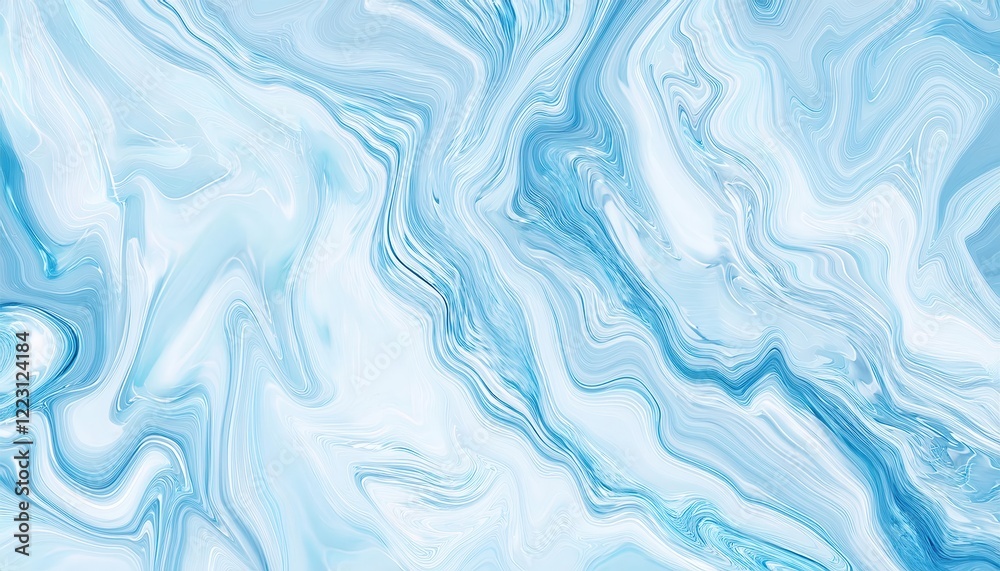 Poster soft blue marble texture with fluid abstract swirls, ideal for backgrounds, artistic digital designs