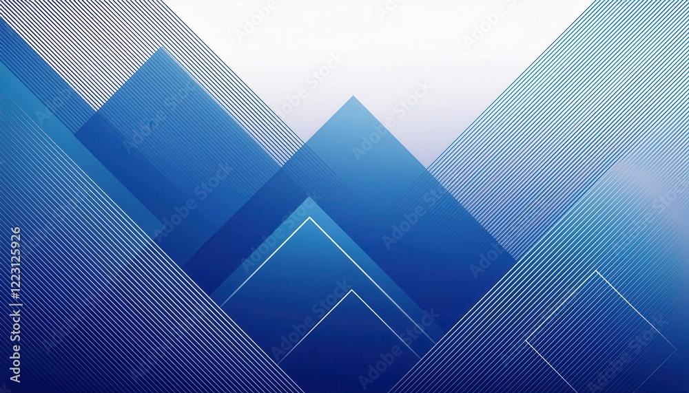 Poster abstract blue geometric background with diagonal lines and overlapping transparent rectangles, suita
