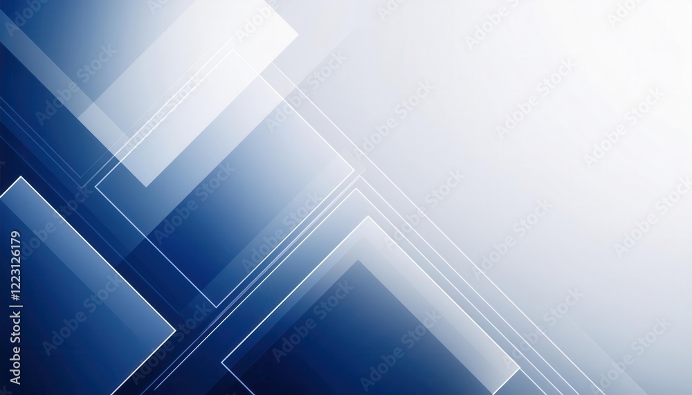 Poster abstract blue geometric background with diagonal lines and overlapping transparent rectangles, suitable for modern business design, digital presentation