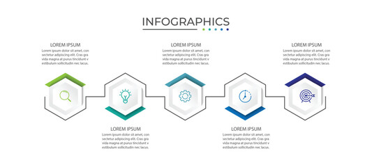 Five Step Infographic element design Vector template for presentation.