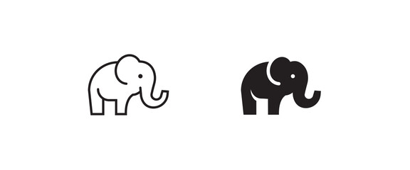 elephant wild animal icon vector, sign, symbol, logo, illustration, editable stroke, flat design style isolated on white linear