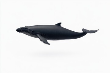 Black silhouette of a whale swimming gracefully against a white background, symbolizing marine life