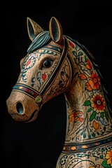 Naklejka premium Wooden Horse Close Up