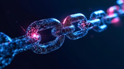 Blockchain network concept, distributed ledger technology, and computer connections with blockchain text on a colorful abstract background


