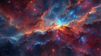 Naklejka premium A vibrant and colorful depiction of a celestial nebula