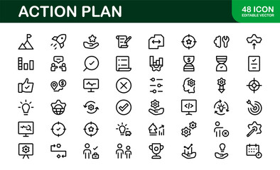 Action Plan Icon Set. Clean, Professional Graphics for Workflow, Business Strategy, and Productivity Tools